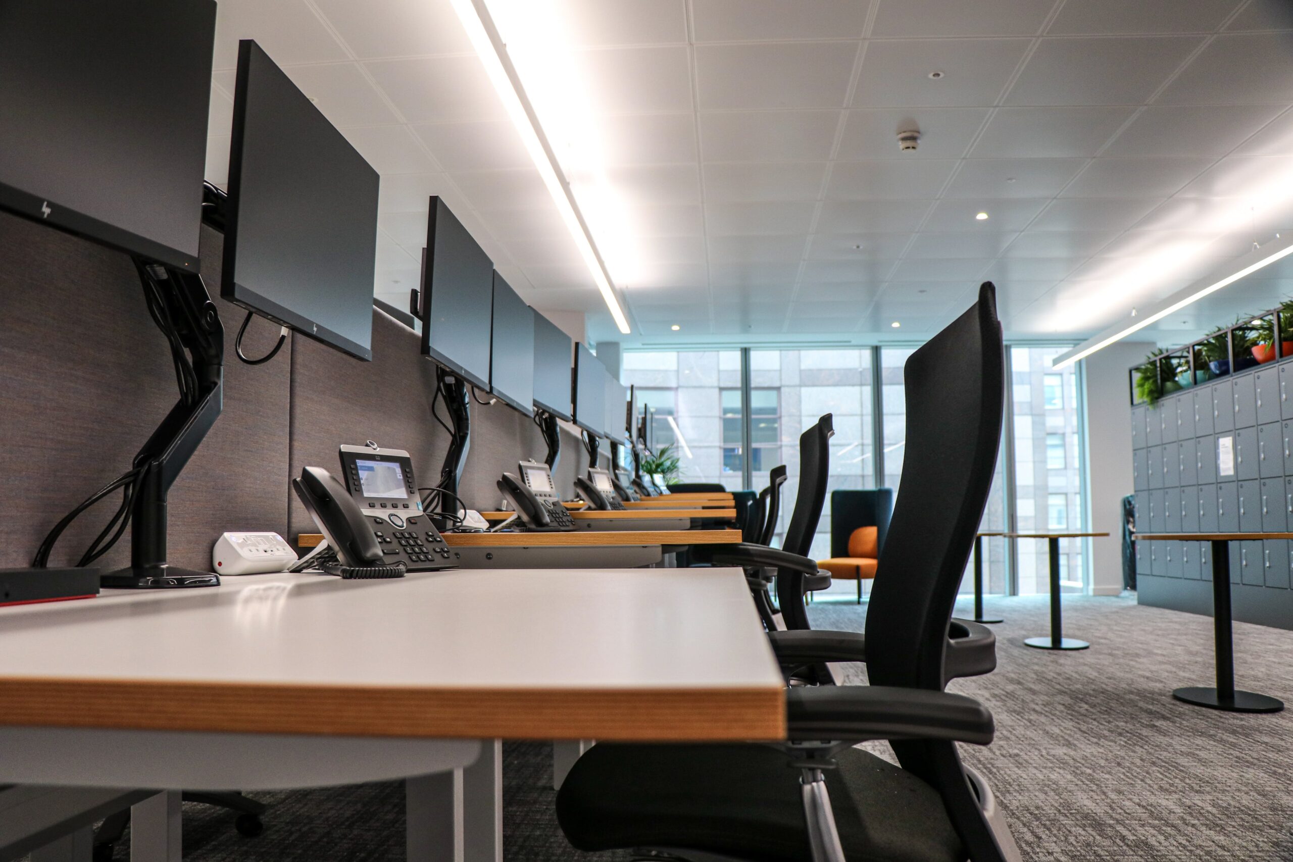 Motorised desks at new Gartner London office, installed by Michael J Lonsdale